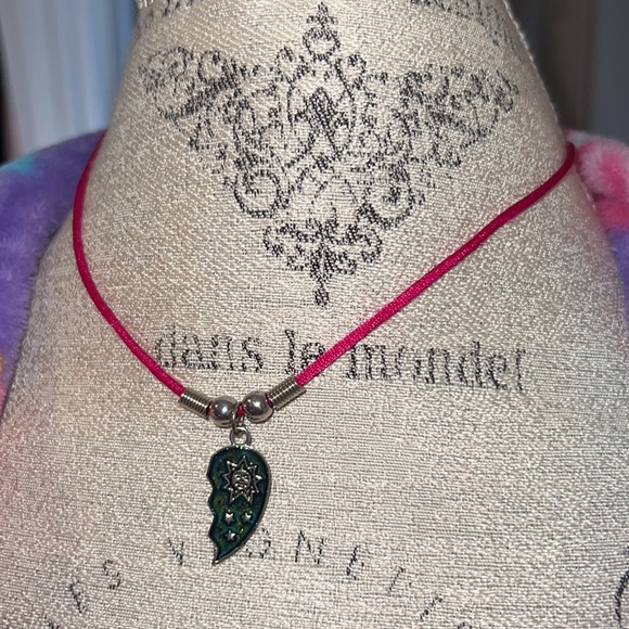 Other - Live Love Protect Cherish half heart friendship necklace pink silver moon stars